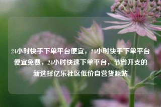 24小时快手下单平台便宜,24小时快手下单平台便宜免费,24小时快速下单平台,节省开支的新选择亿乐社区低价自营货源站