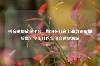 抖音刷播放量平台,如何在抖音上高效刷取播放量?亿乐社区低价自营货源站