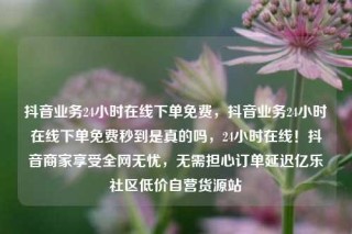 抖音业务24小时在线下单免费,抖音业务24小时在线下单免费秒到是真的吗,24小时在线!抖音商家享受全网无忧,无需担心订单延迟亿乐社区低价自营货源站
