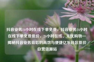 抖音业务24小时在线下单免费,抖音业务24小时在线下单免费低价,24小时在线、无忧购物—揭秘抖音业务背后的高效与便捷亿乐社区低价自营货源站