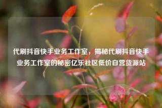 代刷抖音快手业务工作室,揭秘代刷抖音快手业务工作室的秘密亿乐社区低价自营货源站