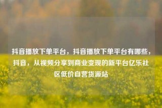 抖音播放下单平台,抖音播放下单平台有哪些,抖音,从视频分享到商业变现的新平台亿乐社区低价自营货源站