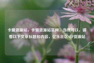 卡盟货源站,卡盟货源站官网,当然可以,请看以下文章标题和内容,亿乐社区SUP货源站