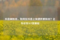 抖音刷粉丝，如何在抖音上快速积累粉丝？亿乐社区SUP货源站