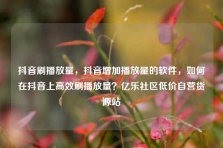 抖音刷播放量,抖音增加播放量的软件,如何在抖音上高效刷播放量?亿乐社区低价自营货源站