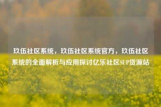 玖伍社区系统,玖伍社区系统官方,玖伍社区系统的全面解析与应用探讨亿乐社区SUP货源站