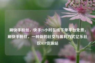 刷快手粉丝，快手24小时在线下单平台免费，刷快手粉丝，一种新的社交与盈利方式亿乐社区SUP货源站