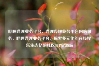 哔哩哔哩业务平台，哔哩哔哩业务平台网站服务，哔哩哔哩业务平台，探索多元化的在线娱乐生态亿乐社区SUP货源站