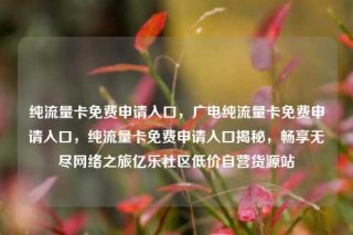 纯流量卡免费申请入口,广电纯流量卡免费申请入口,纯流量卡免费申请入口揭秘,畅享无尽网络之旅亿乐社区低价自营货源站