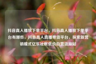 抖音真人播放下单平台,抖音真人播放下单平台有哪些,抖音真人直播带货平台,探索新营销模式亿乐社区低价自营货源站