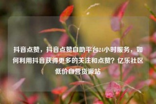 抖音点赞,抖音点赞自助平台24小时服务,如何利用抖音获得更多的关注和点赞?亿乐社区低价自营货源站