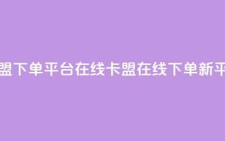 卡盟下单平台在线(卡盟在线下单新平台)