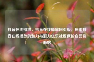 抖音在线播放,抖音在线播放网页版,探索抖音在线播放的魅力与潜力亿乐社区低价自营货源站