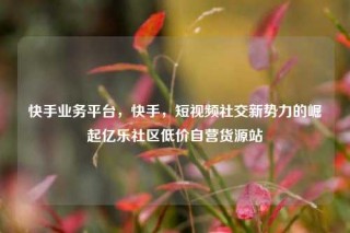 快手业务平台,快手,短视频社交新势力的崛起亿乐社区低价自营货源站
