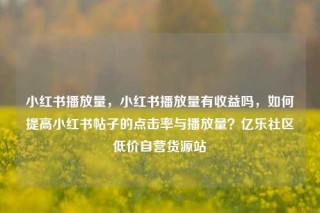 小红书播放量,小红书播放量有收益吗,如何提高小红书帖子的点击率与播放量?亿乐社区低价自营货源站