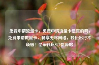 免费申请流量卡,免费申请流量卡是真的吗,免费申请流量卡,畅享无尽网络,轻松出行不烦恼!亿乐社区SUP货源站