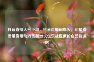 抖音直播人气下单,抖音直播间爆火,明星直播带货带动销售额增长亿乐社区低价自营货源站