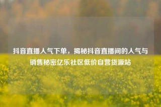 抖音直播人气下单,揭秘抖音直播间的人气与销售秘密亿乐社区低价自营货源站