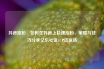 抖音涨粉,如何在抖音上快速涨粉,策略与技巧分享亿乐社区SUP货源站