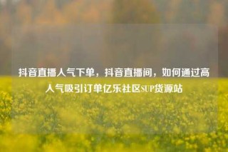 抖音直播人气下单,抖音直播间,如何通过高人气吸引订单亿乐社区SUP货源站