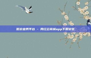 低价业务平台 - 网红云商城app下载安装