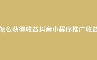 抖音推广小程序怎么获得收益 - 抖音小程序推广收益获取指南~