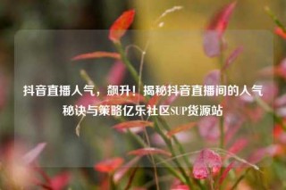 抖音直播人气,飙升!揭秘抖音直播间的人气秘诀与策略亿乐社区SUP货源站