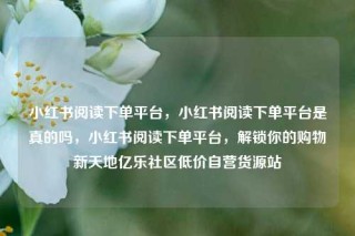 小红书阅读下单平台,小红书阅读下单平台是真的吗,小红书阅读下单平台,解锁你的购物新天地亿乐社区低价自营货源站