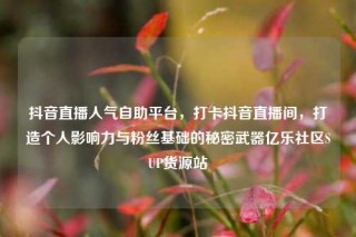 抖音直播人气自助平台，打卡抖音直播间，打造个人影响力与粉丝基础的秘密武器亿乐社区SUP货源站