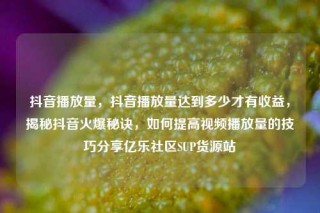 抖音播放量,抖音播放量达到多少才有收益,揭秘抖音火爆秘诀,如何提高视频播放量的技巧分享亿乐社区SUP货源站