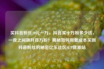 买抖音粉丝10元一万，抖音买十万粉多少钱，一夜之间飙升百万粉！揭秘如何用低成本买到抖音粉丝的秘密亿乐社区SUP货源站