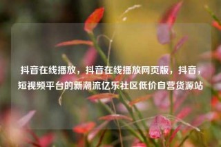 抖音在线播放,抖音在线播放网页版,抖音,短视频平台的新潮流亿乐社区低价自营货源站