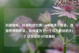 抖音粉丝，抖音粉丝灯牌1-20等级表，抖音，连接世界的桥梁，如何成为下一个百万粉丝的大V？亿乐社区SUP货源站