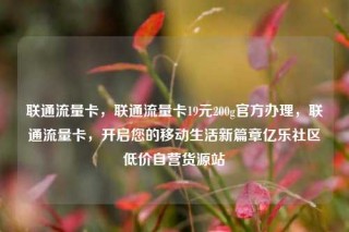 联通流量卡,联通流量卡19元200g官方办理,联通流量卡,开启您的移动生活新篇章亿乐社区低价自营货源站