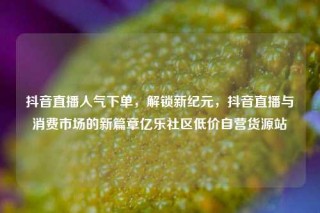 抖音直播人气下单,解锁新纪元,抖音直播与消费市场的新篇章亿乐社区低价自营货源站