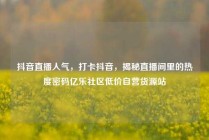 抖音直播人气，打卡抖音，揭秘直播间里的热度密码亿乐社区低价自营货源站