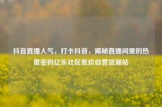 抖音直播人气,打卡抖音,揭秘直播间里的热度密码亿乐社区低价自营货源站