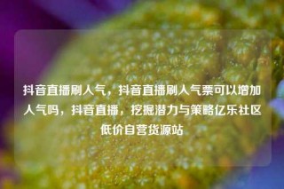 抖音直播刷人气，抖音直播刷人气票可以增加人气吗，抖音直播，挖掘潜力与策略亿乐社区低价自营货源站