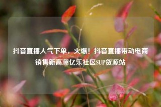 抖音直播人气下单,火爆!抖音直播带动电商销售新高潮亿乐社区SUP货源站