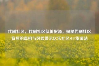 代刷社区,代刷社区低价货源,揭秘代刷社区背后的真相与风险警示亿乐社区SUP货源站