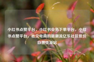小红书点赞平台，小红书业务下单平台，小红书点赞平台，社交电商的新潮流亿乐社区低价自营货源站