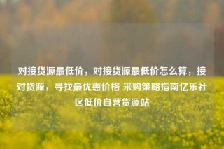 对接货源最低价,对接货源最低价怎么算,接对货源,寻找最优惠价格 采购策略指南亿乐社区低价自营货源站
