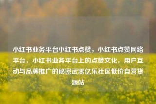 小红书业务平台小红书点赞，小红书点赞网络平台，小红书业务平台上的点赞文化，用户互动与品牌推广的秘密武器亿乐社区低价自营货源站