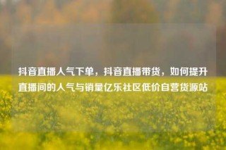 抖音直播人气下单,抖音直播带货,如何提升直播间的人气与销量亿乐社区低价自营货源站