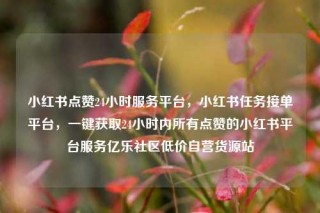 小红书点赞24小时服务平台,小红书任务接单平台,一键获取24小时内所有点赞的小红书平台服务亿乐社区低价自营货源站