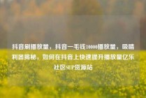 抖音刷播放量，抖音一毛钱10000播放量，吸睛利器揭秘，如何在抖音上快速提升播放量亿乐社区SUP货源站