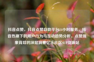 抖音点赞,抖音点赞自助平台24小时服务,抖音热潮下的用户行为与互动趋势分析,点赞现象背后的深层洞察亿乐社区SUP货源站