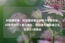 抖音播放量,抖音播放量达到多少才有收益,抖音平台的火爆与增长,如何提升播放量亿乐社区SUP货源站