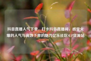 抖音直播人气下单,打卡抖音直播间,感受火爆的人气与高效下单的魅力亿乐社区SUP货源站