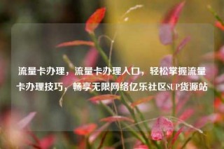 流量卡办理,流量卡办理入口,轻松掌握流量卡办理技巧,畅享无限网络亿乐社区SUP货源站